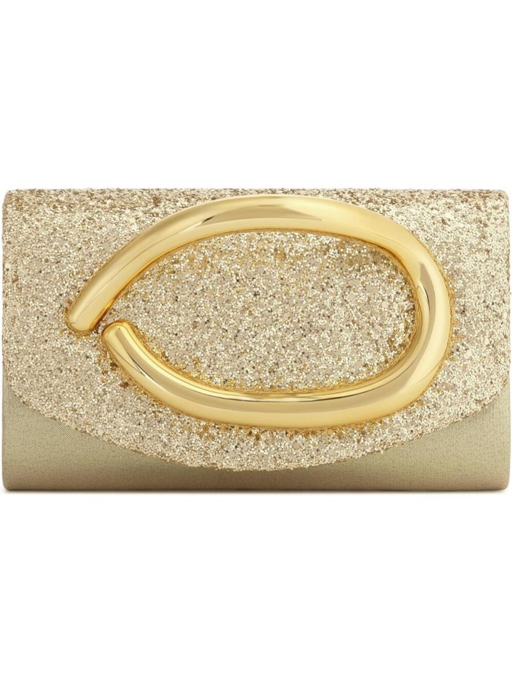 Women's Gold Sparkly Vegan Leather Clutch Gold Handle Formal Evening Purse Bag